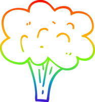 rainbow gradient line drawing of a cartoon broccoli stalk png