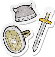 retro distressed sticker of a cartoon medieval warrior objects png