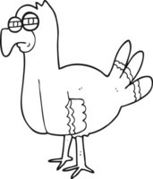 mano dibujado negro y blanco dibujos animados pájaro png