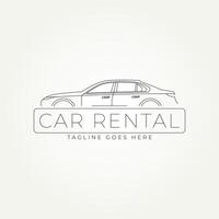 car rental line art label logo illustration design vector