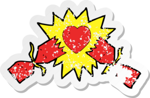 retro distressed sticker of a exploding christmas cracker png