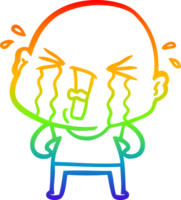arco iris degradado línea dibujo de un dibujos animados llorando calvo hombre png