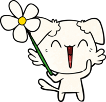 perrito feliz con flor png