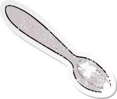 distressed sticker of a quirky hand drawn cartoon spoon png