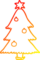 warm gradient line drawing of a christmas tree png