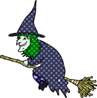 cartoon witch on broom png