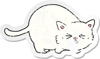 distressed sticker of a cartoon angry cat png