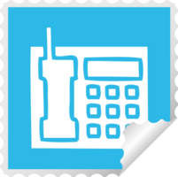 square peeling sticker cartoon of a telephone png