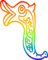 rainbow gradient line drawing of a cartoon war trumpet png