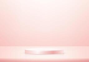 pastel rosado antecedentes. rosado redondo podio. rosado podio realista 3d diseño. espacio para de venta productos en el sitio web. negocio fondo. ilustración. vector
