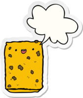 tekenfilm biscuit met toespraak bubbel sticker png