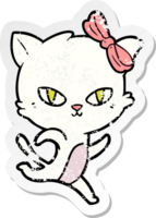 distressed sticker of a cute cartoon cat png