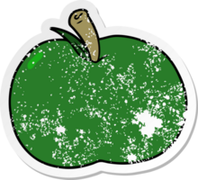 autocollant en détresse d'une pomme de dessin animé png