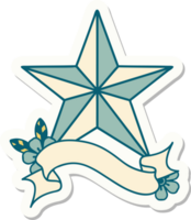 tattoo style sticker with banner of a star png