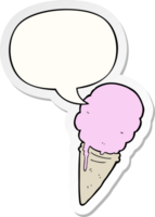 dessin animé la glace crème avec discours bulle autocollant png