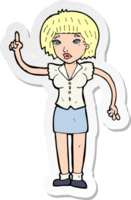 sticker of a cartoon woman with idea png