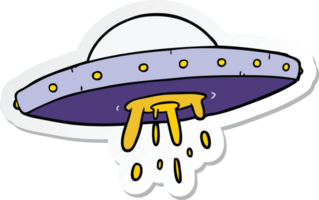 sticker of a cartoon flying UFO png