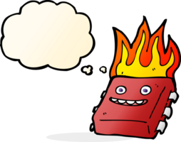 cartoon red hot computer chip with thought bubble png