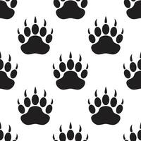 Black and White Bear Paw Seamless Pattern vector