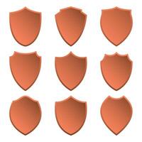 Nine Bronze Isolated Shields on White background vector