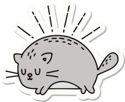 adesivo de um gato feliz estilo tatuagem png