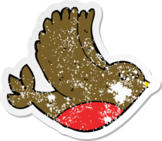 distressed sticker of a cartoon flying bird png