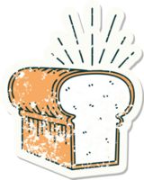 worn old sticker of a tattoo style loaf of bread png