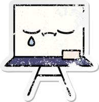 distressed sticker of a cute cartoon white board png