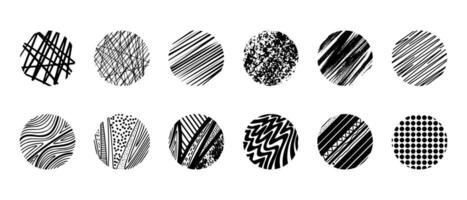 Set of Abstract Round, Hand drawn doodle shapes. vector