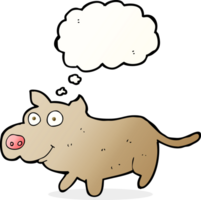 dessin animé heureux petit chien avec bulle de pensée png
