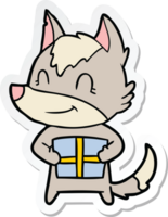 sticker of a friendly cartoon wolf png