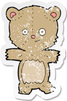 retro distressed sticker of a cartoon teddy bear png