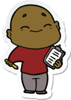 sticker of a happy cartoon bald man png