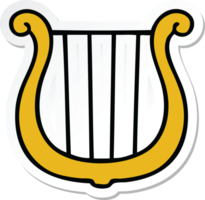 sticker of a cute cartoon golden harp png