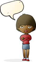 cartoon woman with crossed arms with speech bubble png