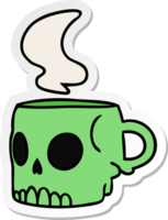 hand drawn sticker cartoon doodle of a skull mug png