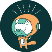 icon of a tattoo style animal in astronaut suit png