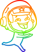 rainbow gradient line drawing of a cartoon laughing astronaut png