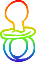 rainbow gradient line drawing of a cartoon baby pacifier png