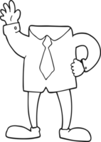 hand drawn black and white cartoon headless businessman png