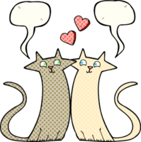 mano dibujado cómic libro habla burbuja dibujos animados gatos en amor png