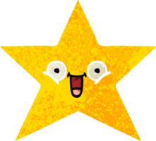 retro illustration style cartoon of a gold star png