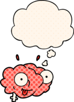 funny cartoon brain with thought bubble in comic book style png