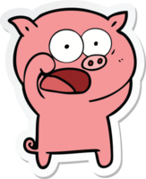 sticker of a cartoon pig shouting png