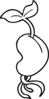 hand drawn black and white cartoon sprouting seed png