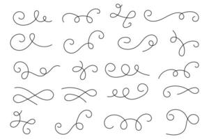 Set of flourish swirl calligraphy ornament elements. Curl elegant vintage simple design elements. vector