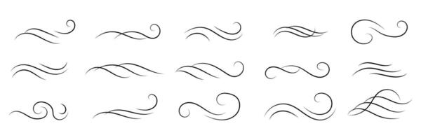 Calligraphy wavy line elements set. vector