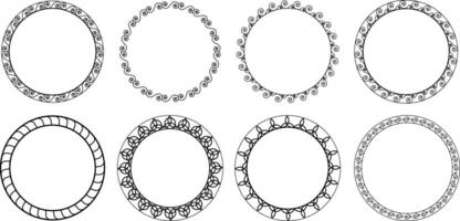 Set of Vintage Celtic circle frames. Decorative border, constructed from lines, shaped vector