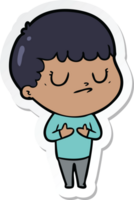 sticker of a cartoon grumpy boy png