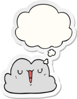 cute cartoon cloud with thought bubble as a printed sticker png